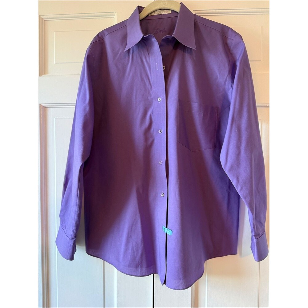 Foxcroft Women's Purple Classic Collared Button Blouse Sz 8 Wrinkle Free Cotton